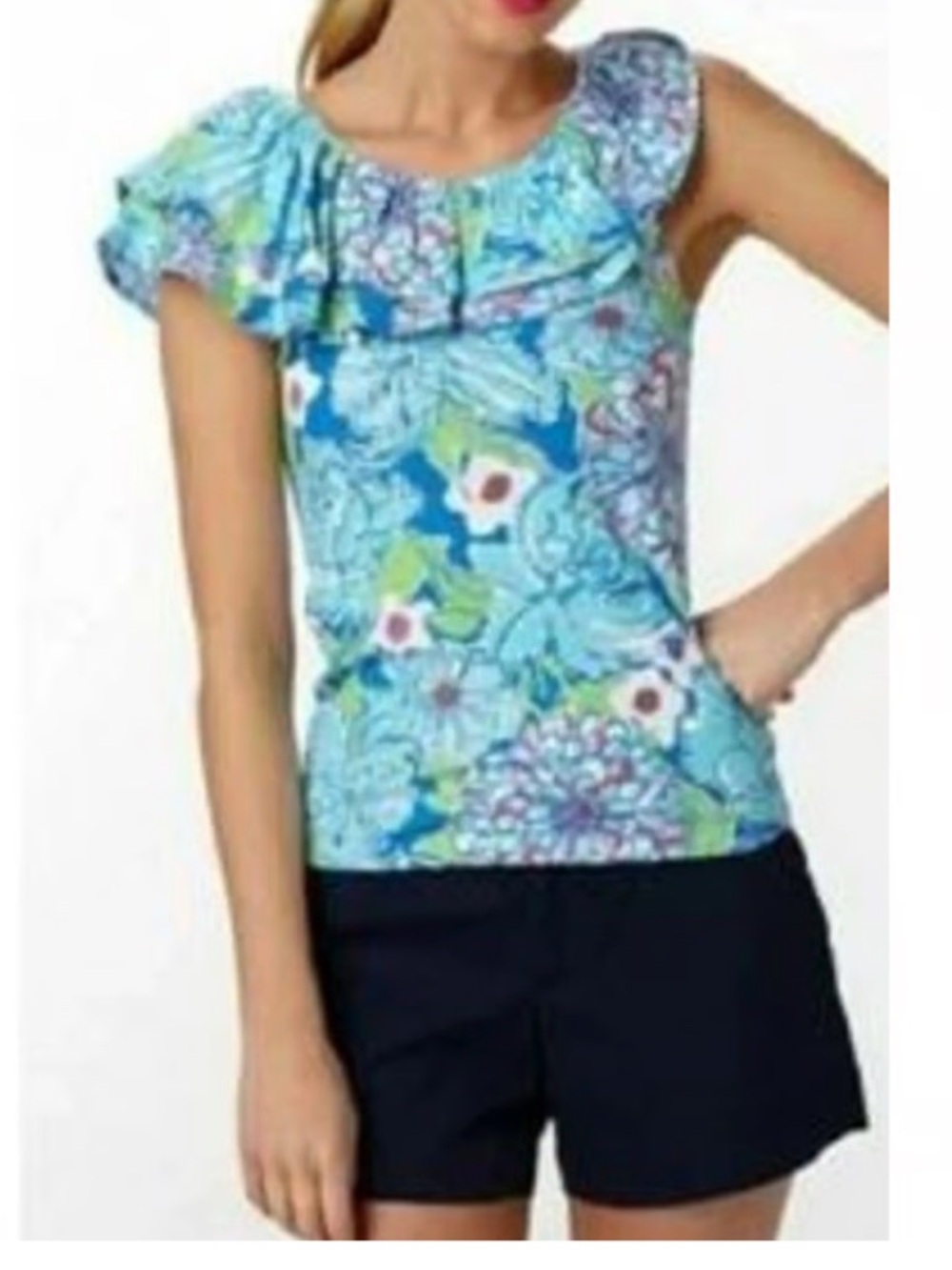 Lilly Pulitzer Wynne May Floral Ruffle Top